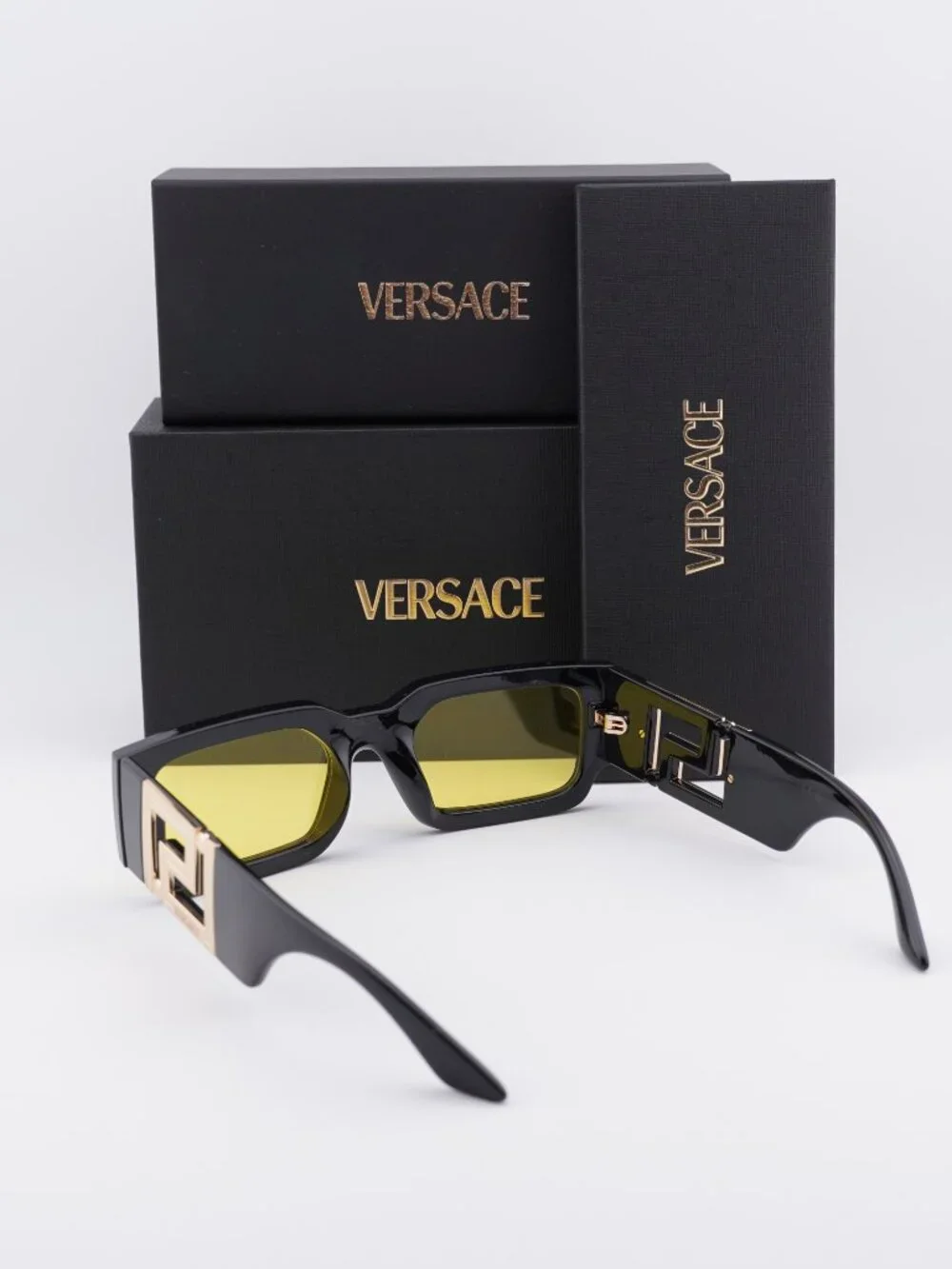 Versace VE4506U GB1/85 Rectangle Sunglasses – Black / Yellow